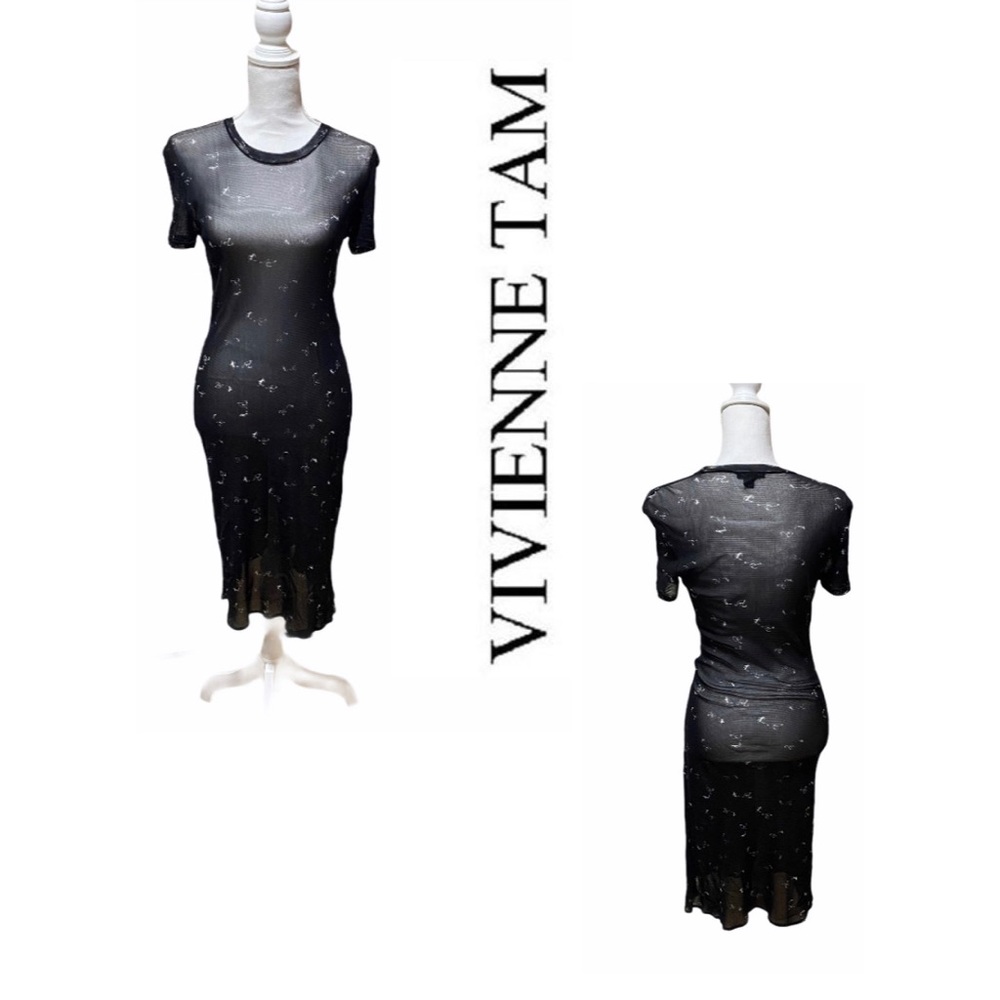 Vivienne Tam Sheer Short Sleeves Bodycon Dress